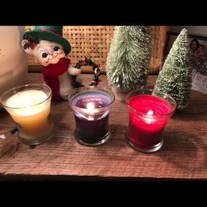 3 Christmas Candles white red green used
